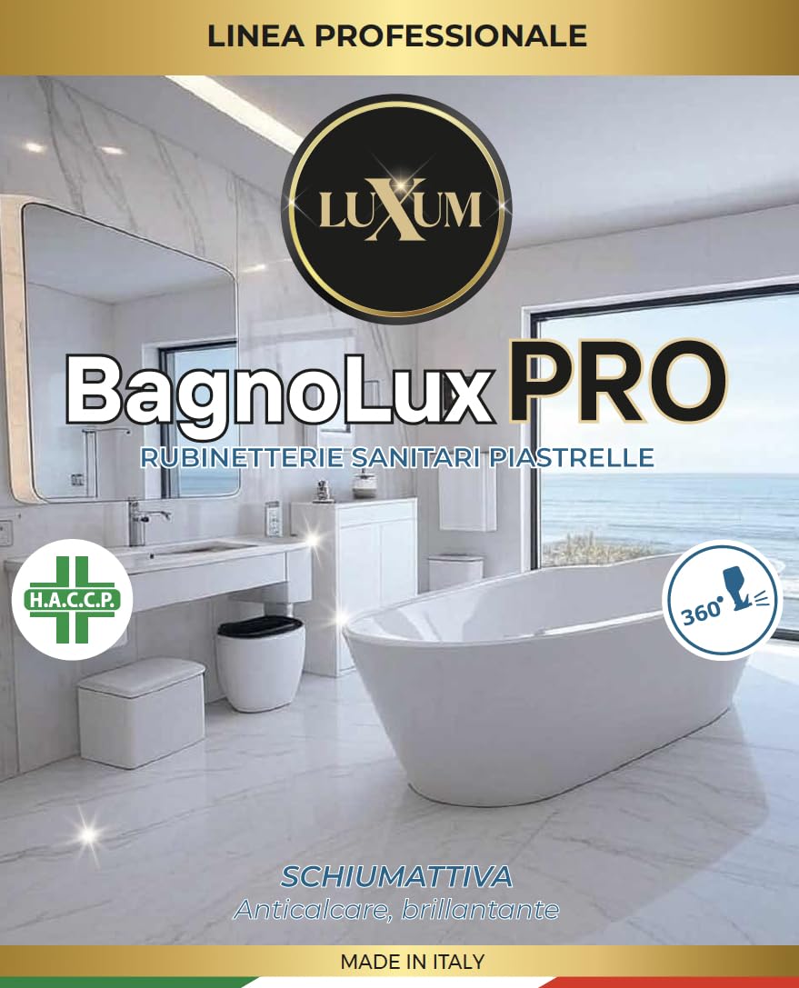 Bagnolux - PRO Detergente schiumogeno, disincrostante, lucidante e antigoccia HACCP – 2 ×750 ml
