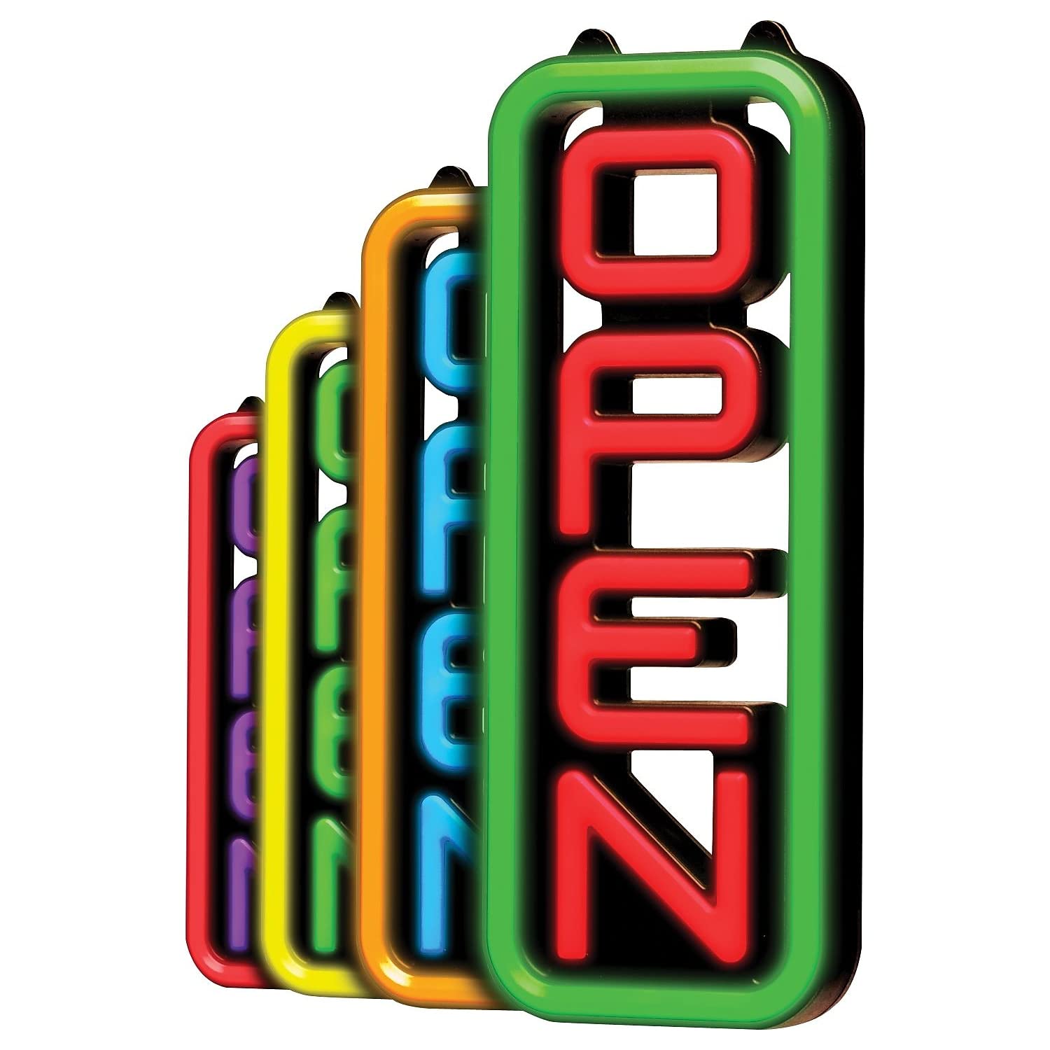 Señal LED abierta para negocios – Destaca con 64 combinaciones de colores superbrillantes para que coincida con tu marca – Flash neón programable o desplazamiento – 8 x 19 pulgadas
