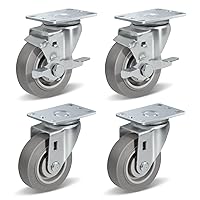 Vista 1 de Ruedas giratorias de 3.5 pulgadas, ruedas giratorias resistentes con freno, capacidad de carga de 1000 libras en total (2 frenos y 2 giratorios)