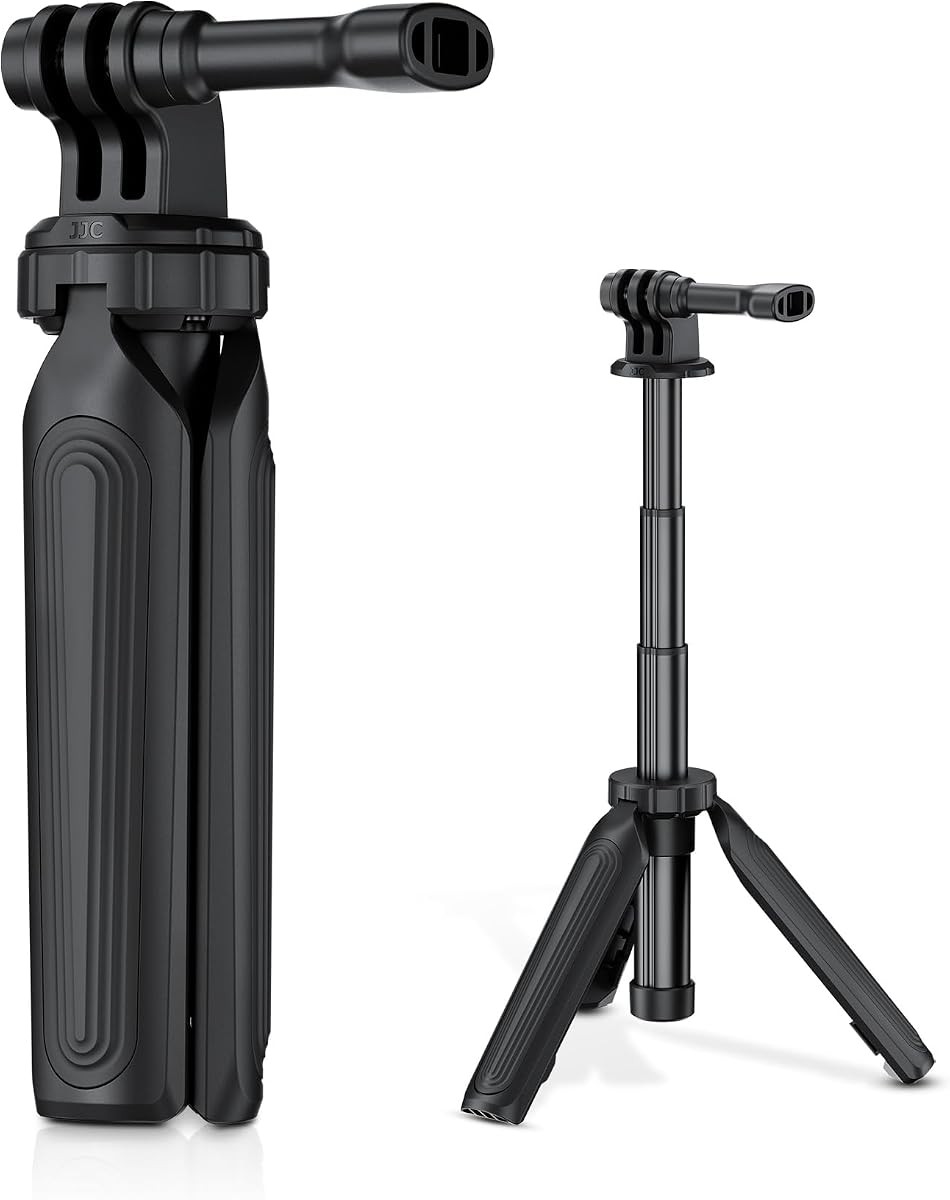 JJC Mini Selfie Stick Tripod for DJI Osmo Action 6 5 pro 4 3,Black | Small Portable Handle Grip Extension Pole for Gopro Hero 13 12 11 10 9,for Insta360 Ace Pro 2,for Video Recording Vlogging