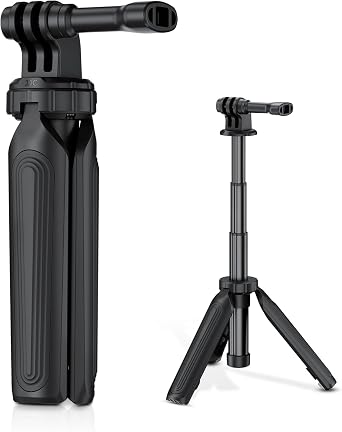 JJC Mini Selfie Stick Tripod Compatible with Gopro Hero 13 12 11 10 9, Small Portable Handle Grip for DJI Osmo Action 6 5 pro 4 3 Insta360 Ace Pro 2 Extension Pole, for Video Recording Vlogging,Black