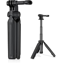 JJC Mini Selfie Stick Tripod Compatible with Gopro Hero 13 12 11 10 9, Small Portable Handle Grip for DJI Osmo Action 6 5 pro 4 3 Insta360 Ace Pro 2 Extension Pole, for Video Recording Vlogging,Black