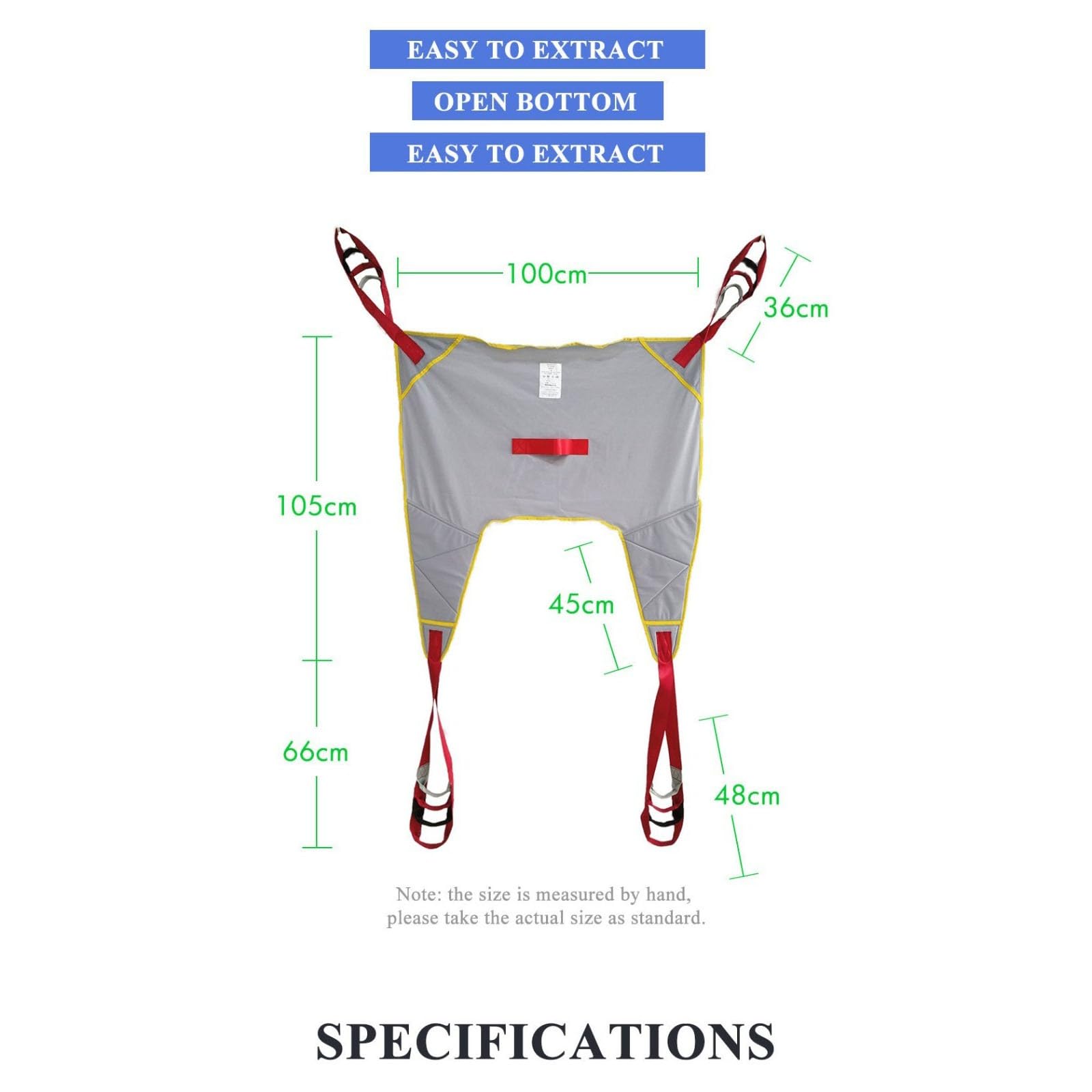 Arnés Elevación Paciente Cuerpo Completo, Gruas para Discapacitados Grúa De Paciente Eslinga De Elevación con Accesorios De Bucle para Posicionamiento Y Elevación De La Cama
