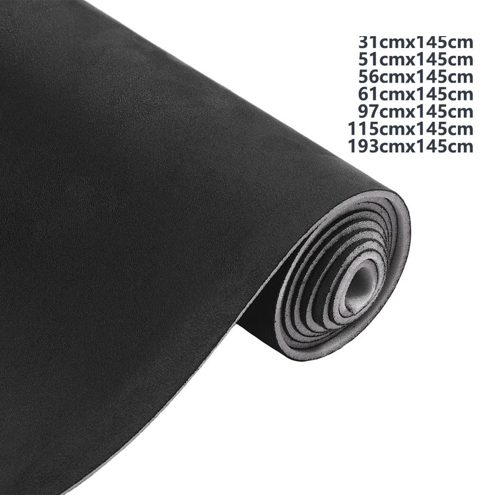 Tessuto per Rivestimento Tetto Auto Rivestimento Interno Tetto Auto in Pelle Scamosciata/Alcantara, Schiuma, Nero (Varie Misure)(193cmx145cm Black)