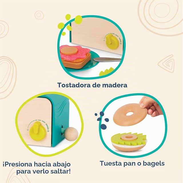 Foto 6 de 8 de B. toys Mini Chef, Juego de Desayuno con tostadora y Sonidos Pop-up