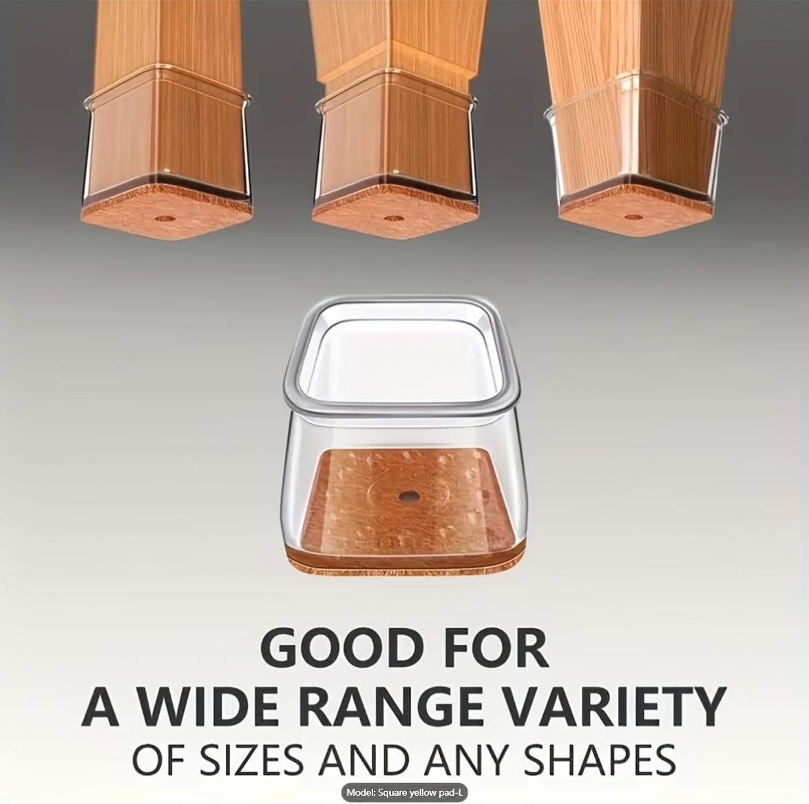 24pcs Transparent Chair Leg Protectors with Light Brown Felt Pads - Square Silicone Table and Chair Leg Covers, Scratch- and Noise-Reducing