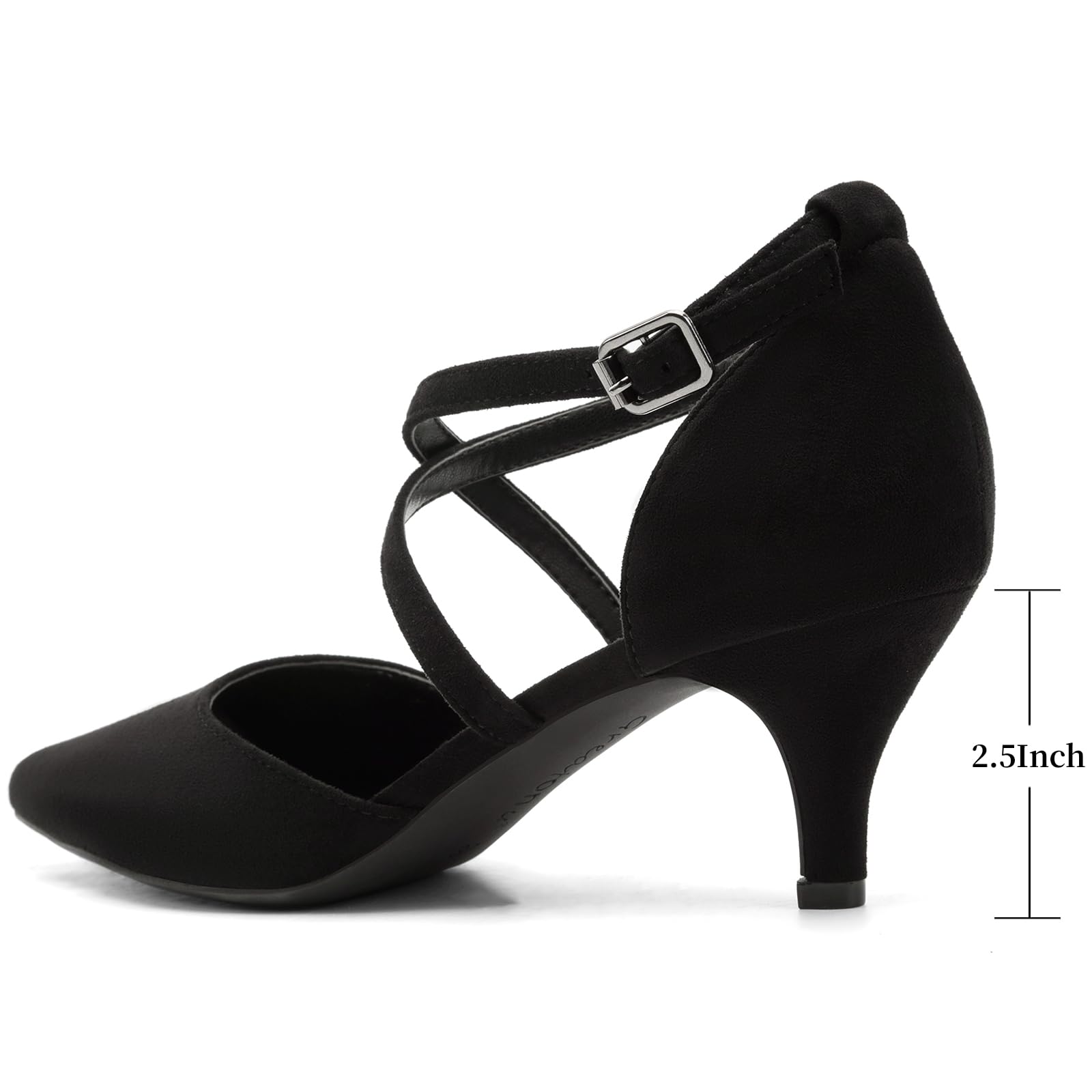 Greatonu Damskie buty na palcach z paskiem na kostkę i obcasem, czarny, 40 EU