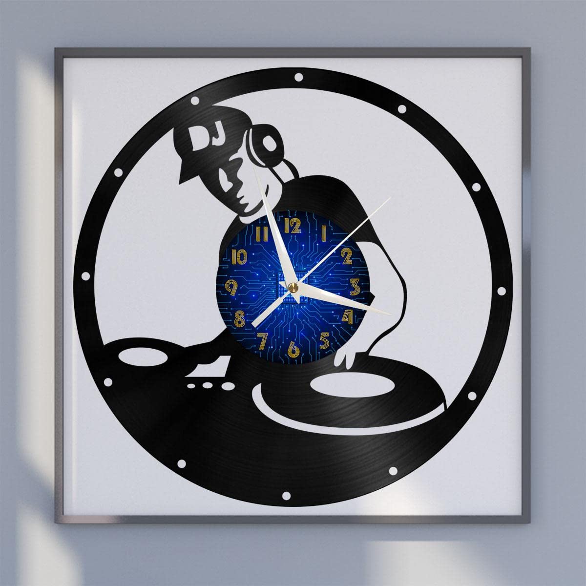 Horloge murale en vinyle silencieuse DJ musique pour chambre ado sans bruit