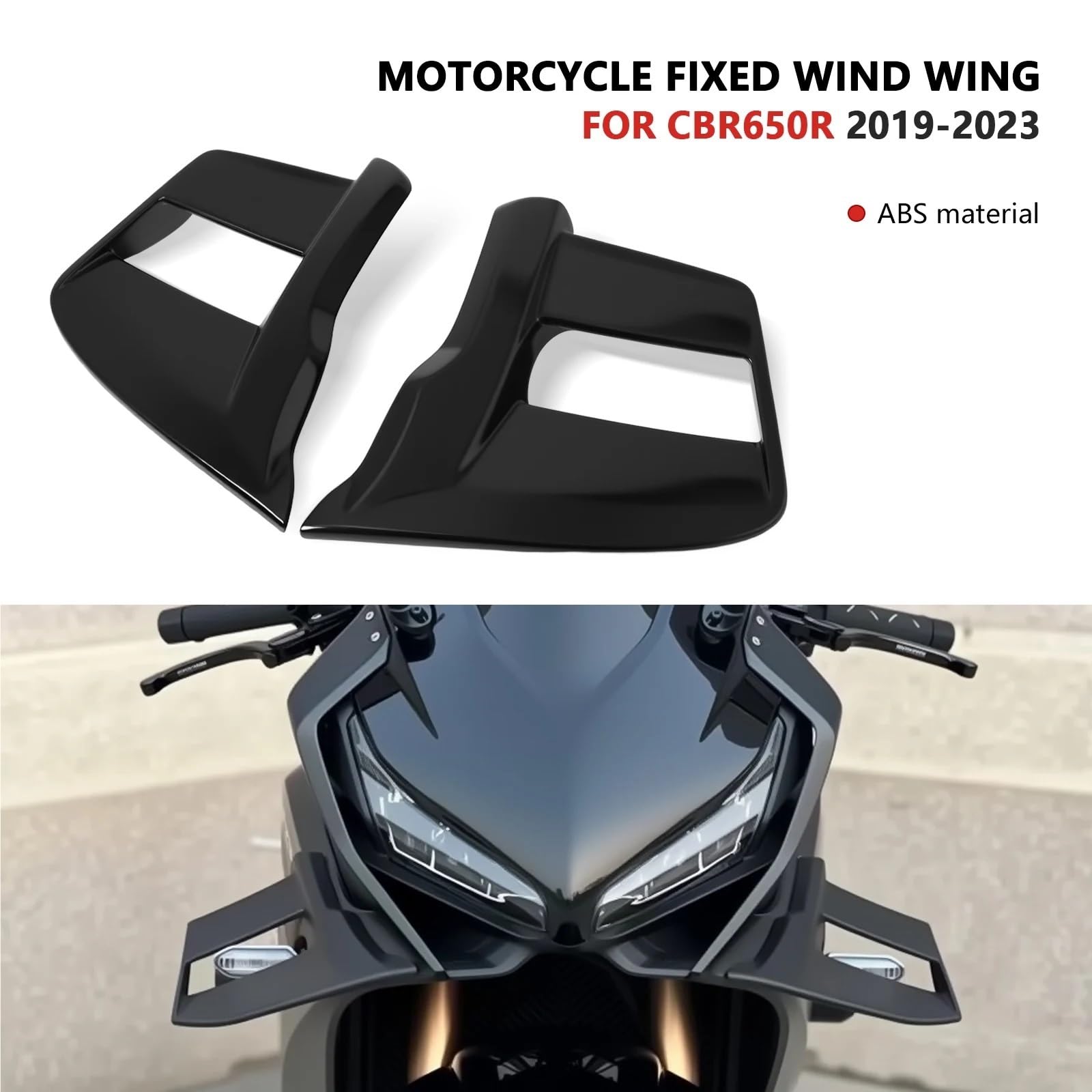 Motocicleta Alerón Delantero Compatible con CBR650R CBR 650R 2019-2023, Kit de Protectores carenado Delantero, alerones aerodinámicos y