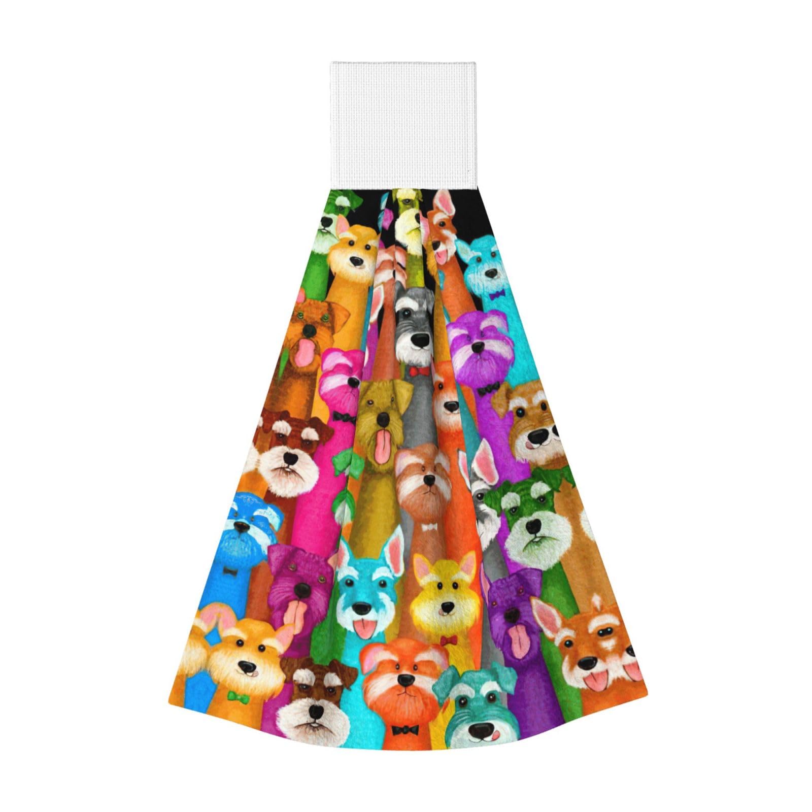 DUWAA Oil Cute Schnauzer Dogs Print Hanging Hand Towel Quick Dry Bathroom Towel Soft Kitchen Towel