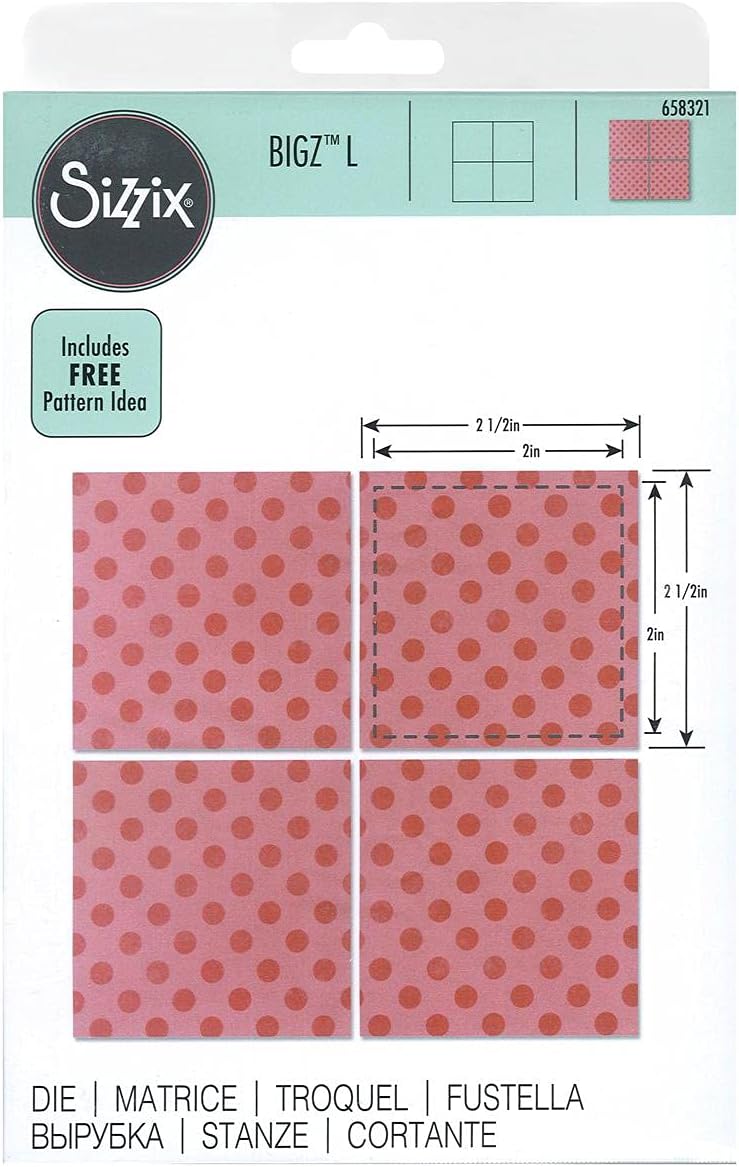 Sizzix Bigz Dies Fabi Edition Squares L Die, Multicolor