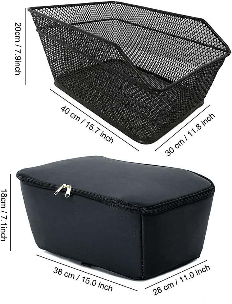 Rear Bike Basket Large Capacity Metal Wire Bicycle Bag Waterproof Rainproof Cover