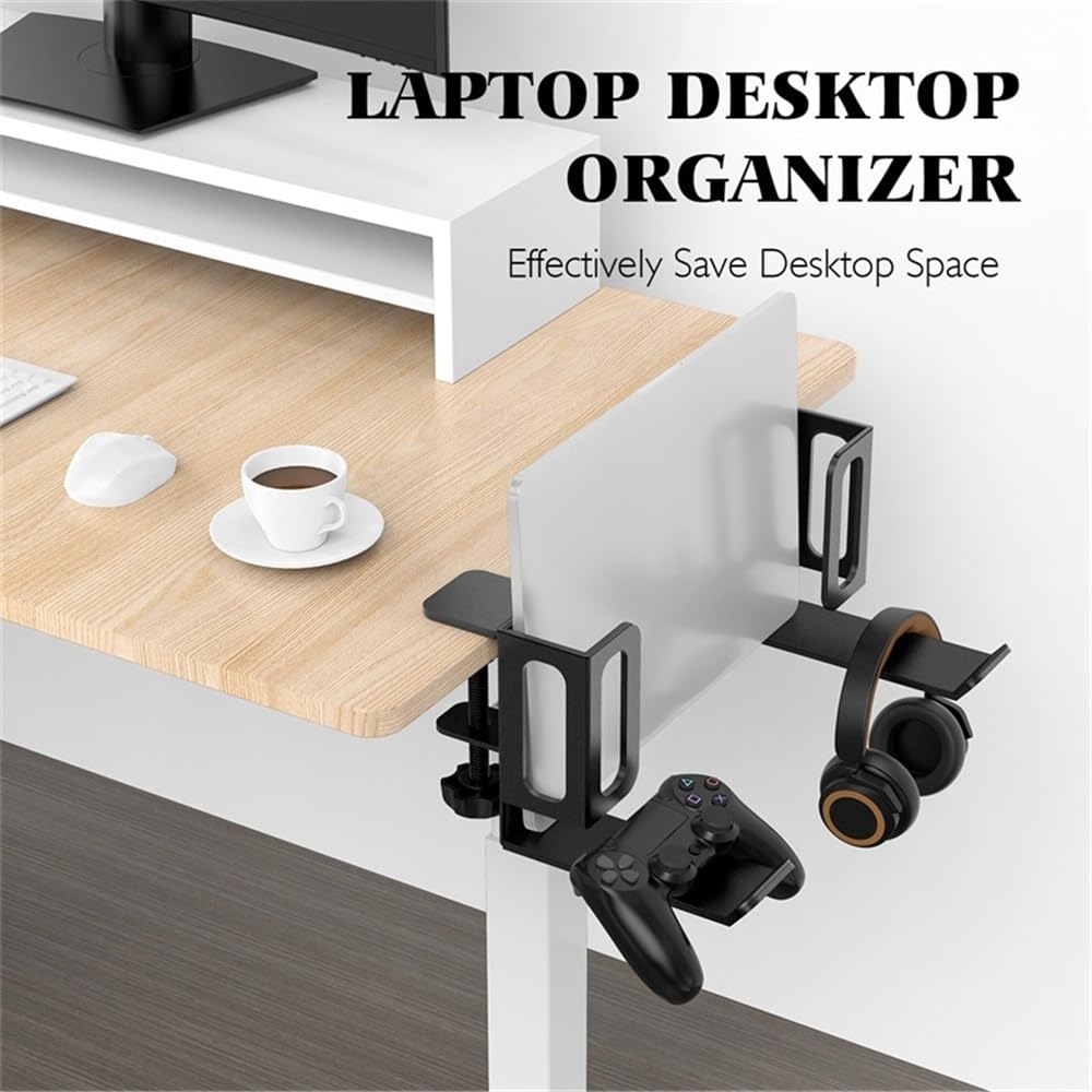 Supporto per Laptop Organizer for Laptop da scrivania, Supporto for Laptop sotto la scrivania con Supporto for Cuffie Rialzo per Laptop(Nero)