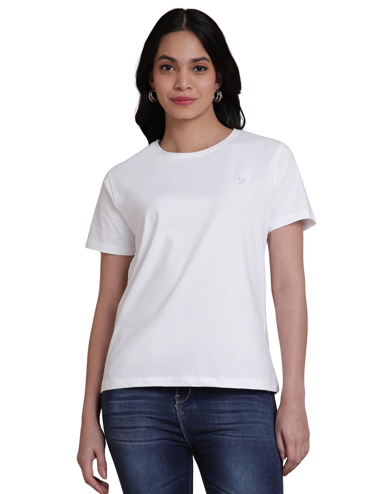 twin birds Women’s Cotton Elastane T-Shirt | Stretchable Lightweight Casual Round Neck Solid Plain Tee | Soft Breathable Fabric Top | Short Sleeve Everyday Wear-picture-35
