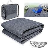 YUENFONG Vorzeltteppich Campingmatte Markisenteppich, Teppich Zeltteppich aus HDPE mit Ösen & Heringe, Waschbare rutschfest, für Außen Camping Innen Games, Grau Blau, 2.5×3m