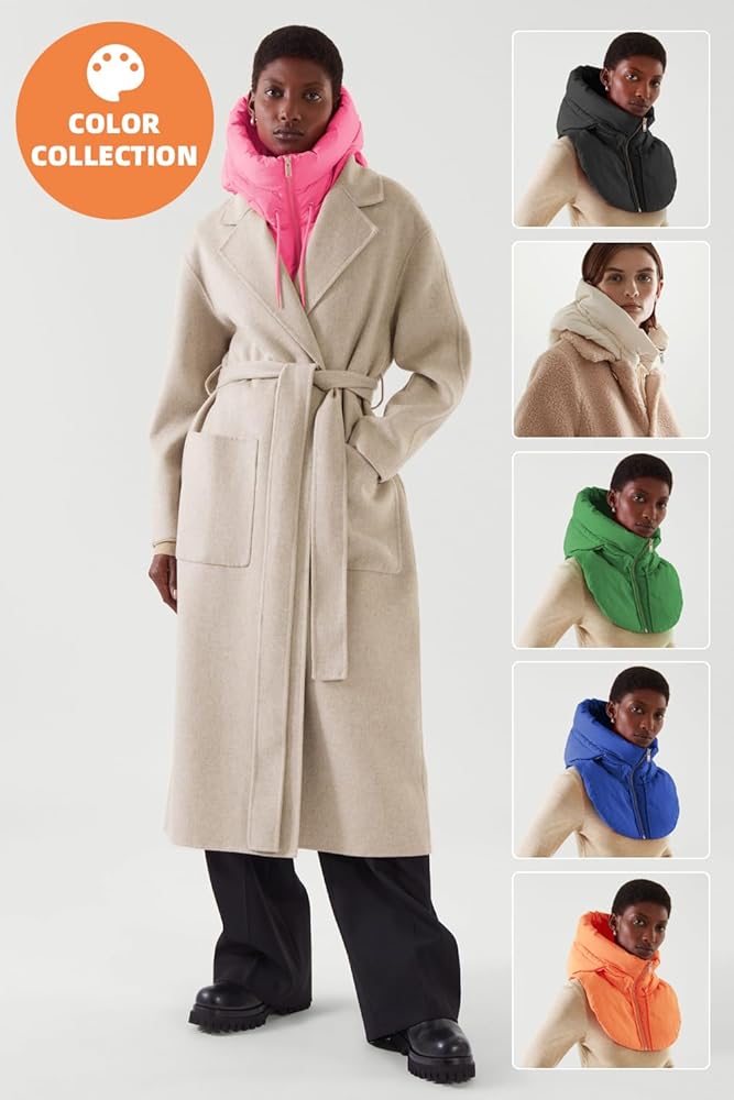 Aokivvy Hooded Fake Collar Padded Vest, Detachable
