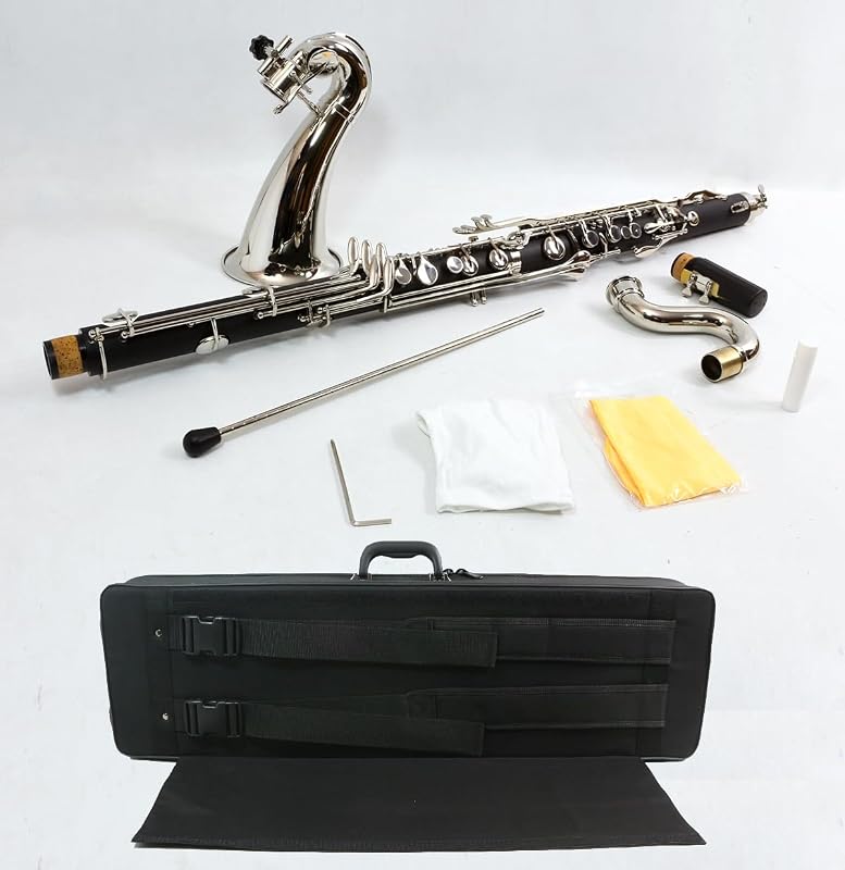 Vetimobato Advance Bass Clarinet Low E Bb flat Synthetic Wood LOWE Clarinete profesional Level Nickel Plated keys with Case Easy blowing (Low E Bb key)