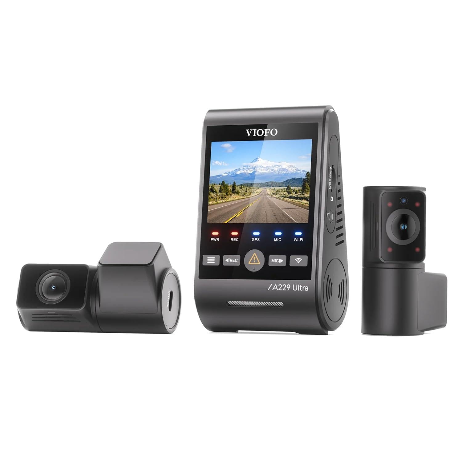 Viofo A229 Ultra 3 Kameralı Ön+Arka+İç 4K+4K+1080P HDR Sony STARVIS 2 Sensörlü Wi-Fi 6 GPS'li Araç Kamerası