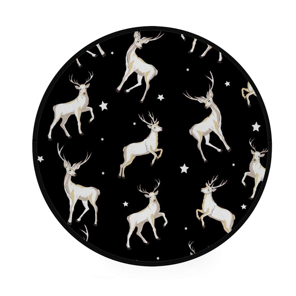 Paillasson rond sans coutures CHEHONG en polaire motif cerf chic