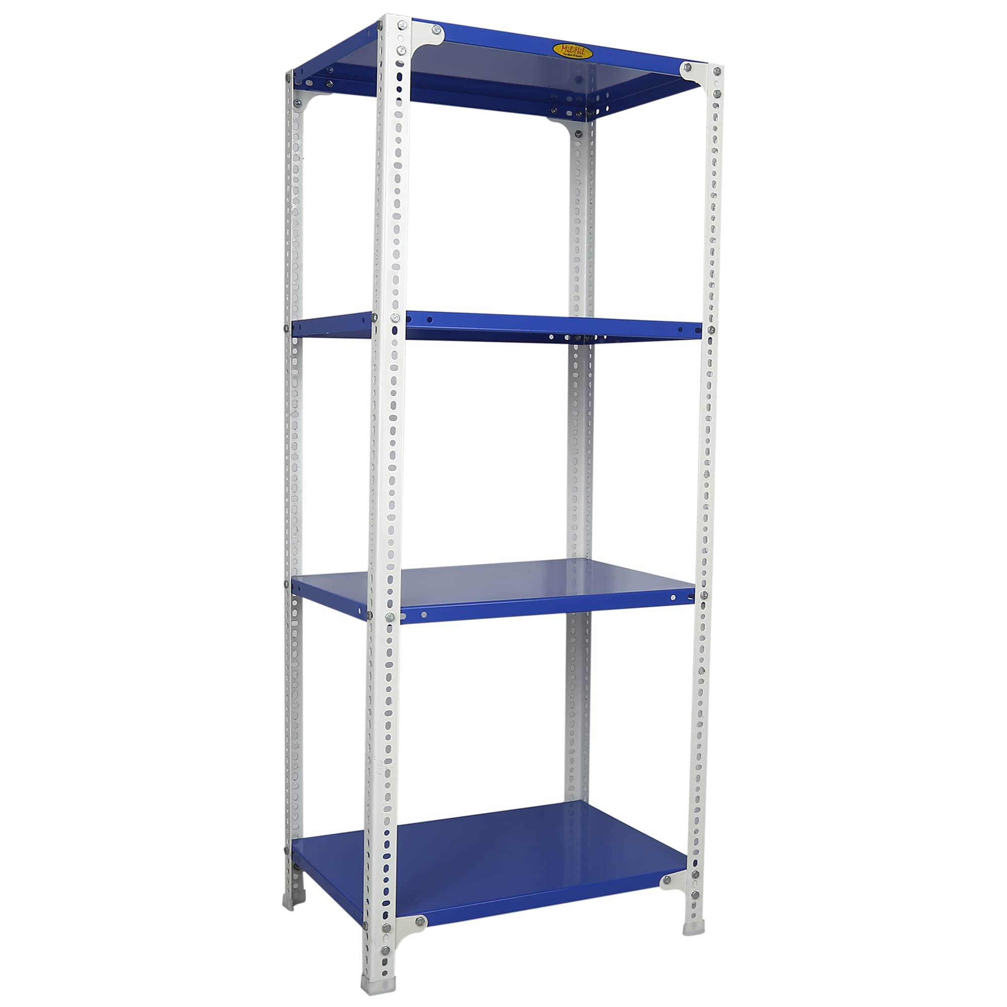 Mil-Nil Prime CRC Sheet 60X30X18 Inch Multipurpose Storage, Adjustable Shelf, Slotted Angle Rack with 4 Shelves 22 Gauge_Blue/White 16 Gauge Angles-image-34