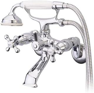 Kingston Brass KS266C Kingston Wall Mount Clawfoot Tub Faucet with Hand Shower, Polished Chrome