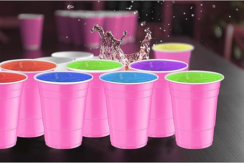 Miniatura 4 de 120 vasos de plástico rosa de 16 onzas, vasos desechables de plástico rosa, vasos de fiesta de 16 onzas para beber, degustaciones servidas,