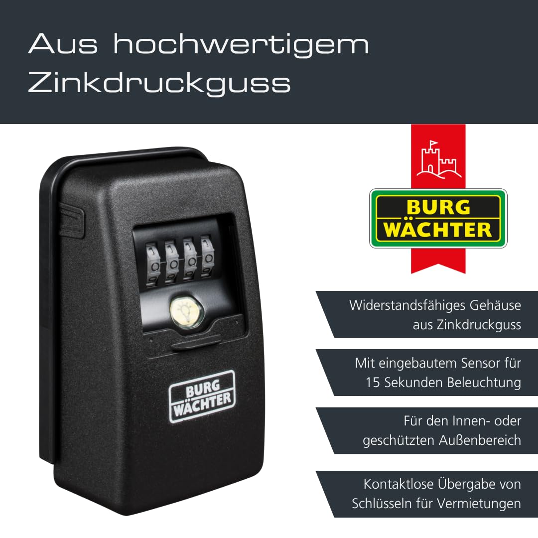 Burg-Wächter Key Safe 60 L SB Schlüsseltresor magnetisch beleuchtet Wandmontage 4-stelliger Zahlencode Schwarz