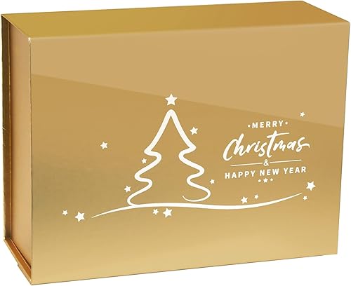 Cajas de regalo de Navidad con tapas 1 paquete 86 x 66 x 39 pulgadas caja de regalo de Nochebuena de lujo con cinta de regalo para tarjetas de