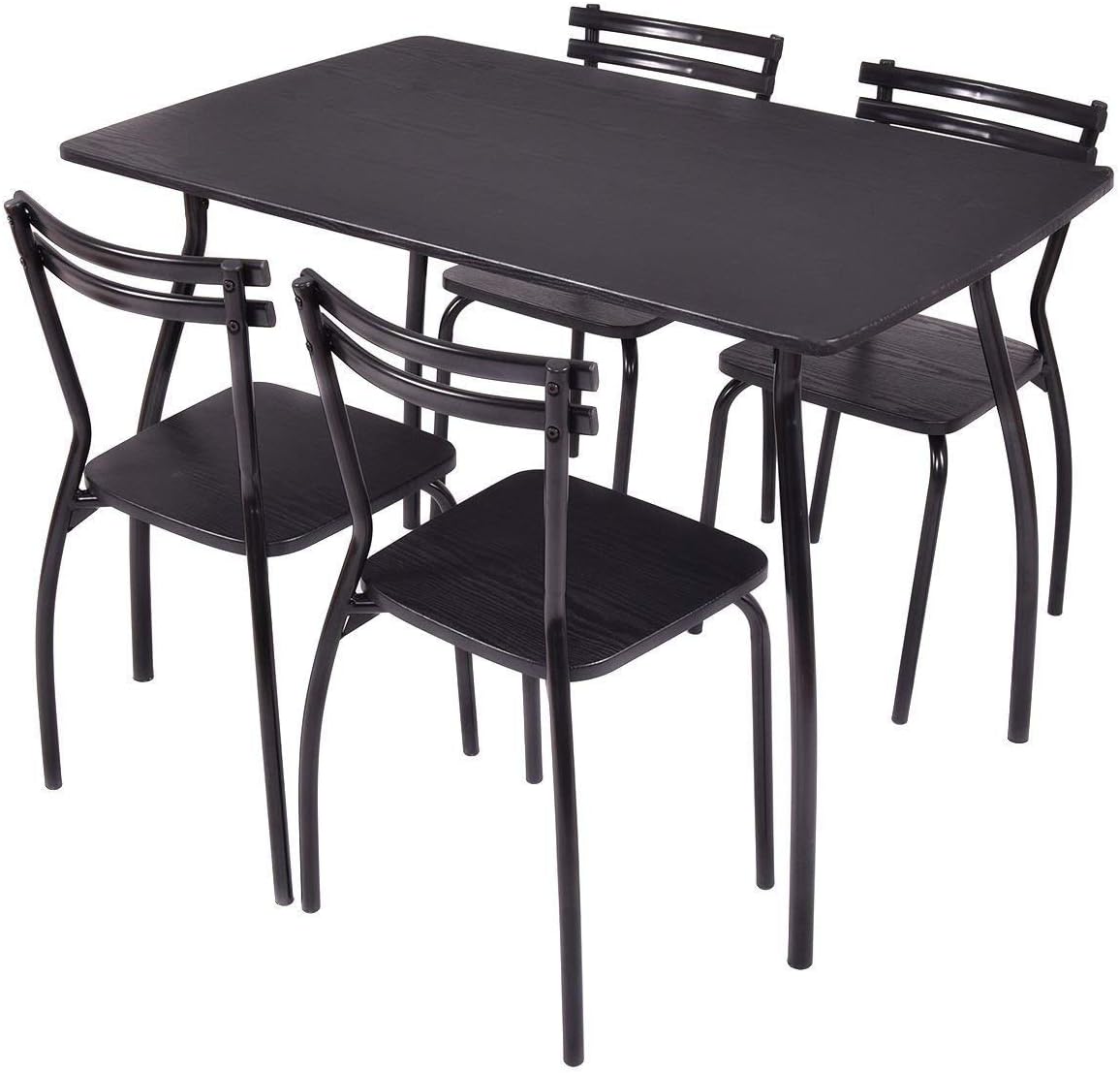 DPThouse PieceWooden 5 Pcs Table and 4 Chairs Set Modern Home Furniture Kitchen Breakfast Dining Dinette Black