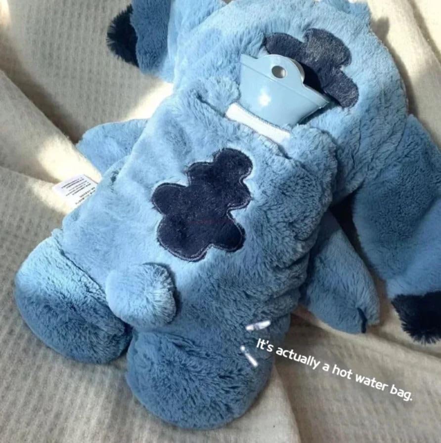Image of Storescent Stitch Soft Toy with Hot Water Bag | Plush Cartoon Animal Toy for Comfort & Warmth | Multipurpose Plush Toy Hot Water Bag for Kids & Adults - Random Color 35cm