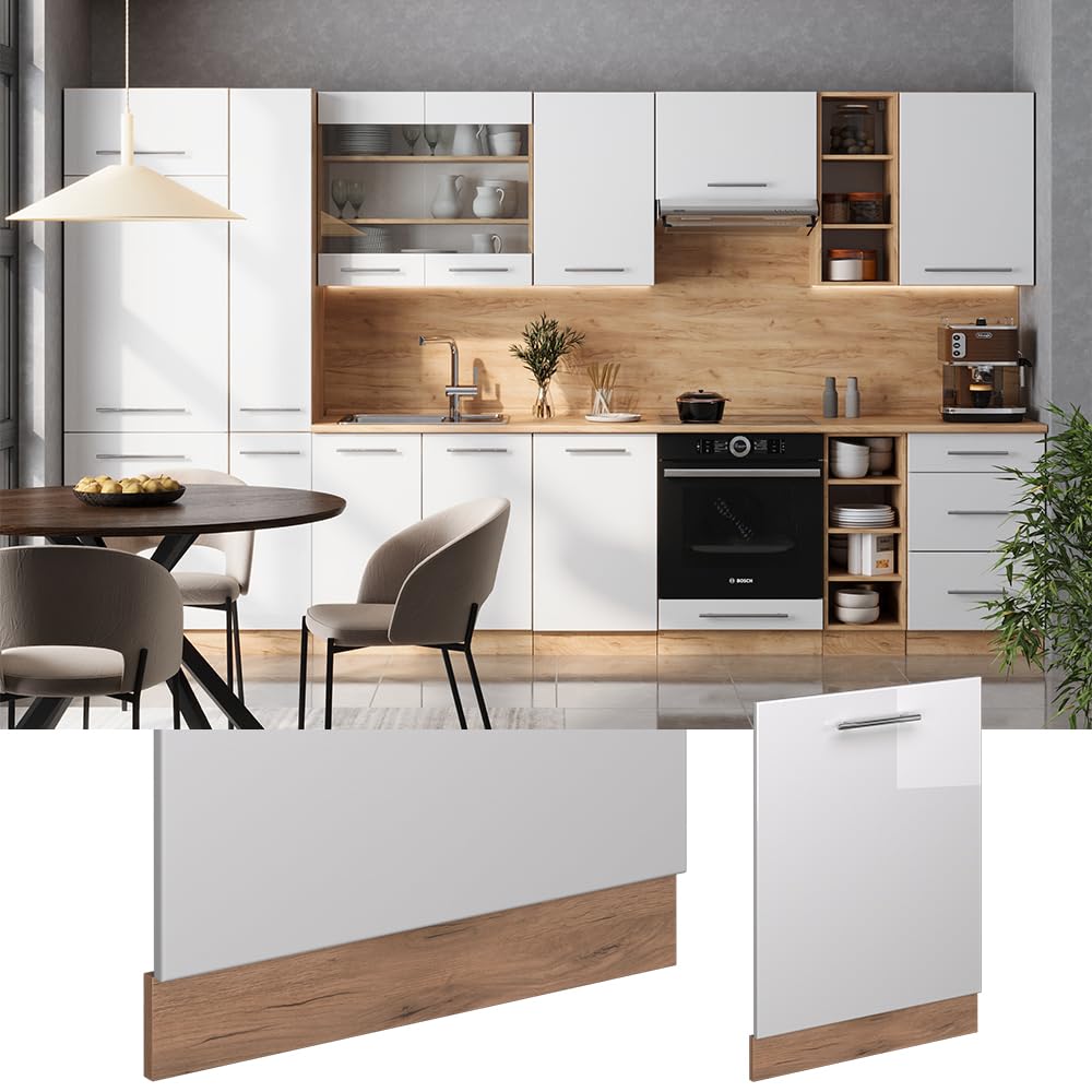 Vicco Panel przedni zmywarki "Fame-Line", Biały wysoki połysk, 60 cm | BP Antracyt, à combiner avec d'autres modules de la série Fame-Line