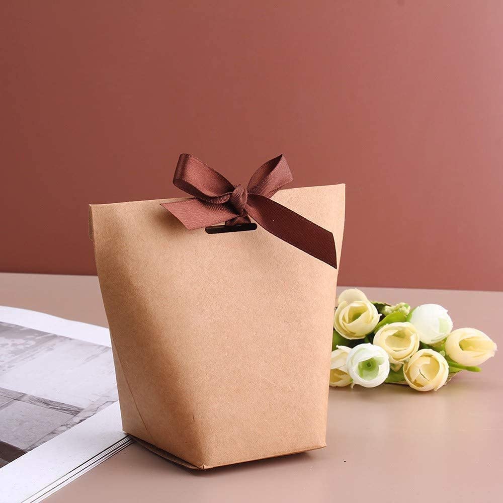 Confezione da 50 Scatoline Carta Kraft Marrone, Set di Scatole Regalo, Scatole di Cartone, con Corda