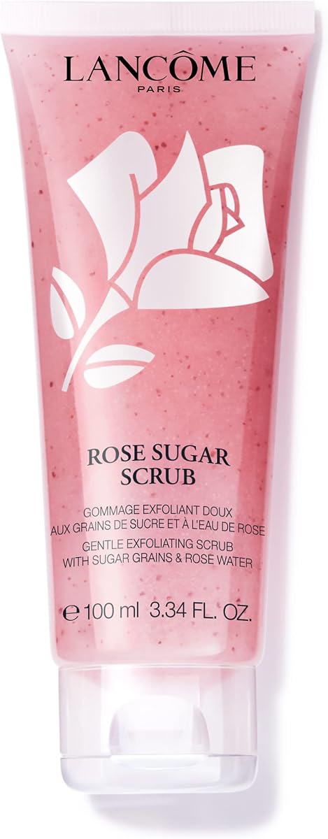 Exfoliante facial Lancôme Rose - Exfolia y rellena la piel - 3.4 onzas líquidas | Exfoliante de azúcar - Con granos de azúcar reales, agua de rosas y miel - Exfoliante suave para un tono de piel suave y uniforme
