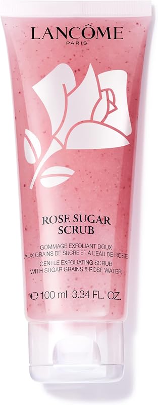 Exfoliante facial Lancôme Rose - Exfolia y rellena la piel - 3.4 onzas líquidas | Exfoliante de azúcar - Con granos de azúcar reales, agua de rosas y miel - Exfoliante suave para un tono de piel suave y uniforme