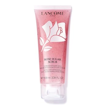 مقشر الوجه المقشر من Lancome Rose - مقشر و Plumps Skin - مع حبوب السكر الحقيقية ومياه الورد والعسل - 3.4 Fl Oz