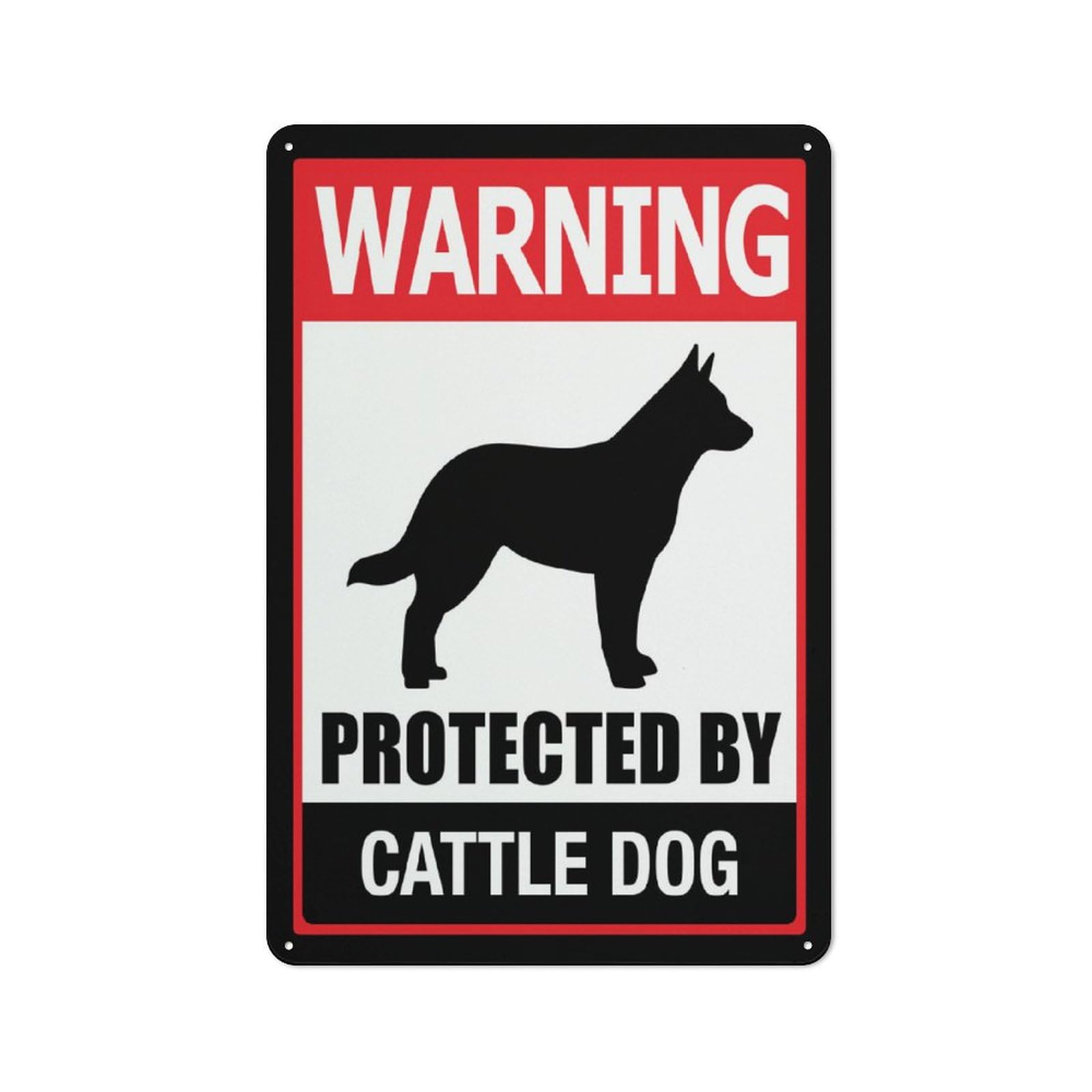 Warning Protected By Cattle Dog Sign Outdoor Signs Aluminum 12X8 Inch Uv Ink Printed For House And Business