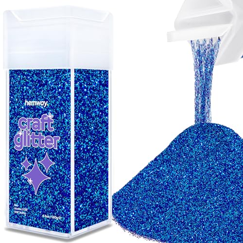 Hemway Glitter Shaker Sapphire Blue 110g Ultrafine, Craft Glitter Shaker for Resin & Epoxy Crafts, Christmas Art Supplies, Nail, Body, Face, Eye, Festival, Crafting, Slime, Sparkle