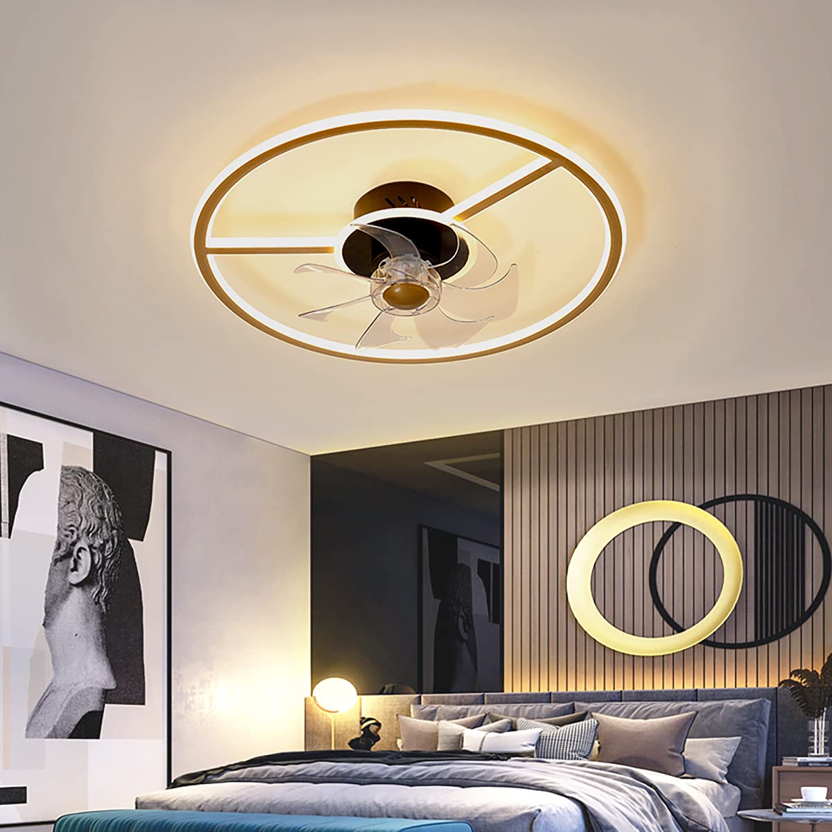 HXYSXHJUO Fan Lights, Ceilifans Withps Remote Control Ceilifan with Lightiled Light Lights for Bedrooms/D