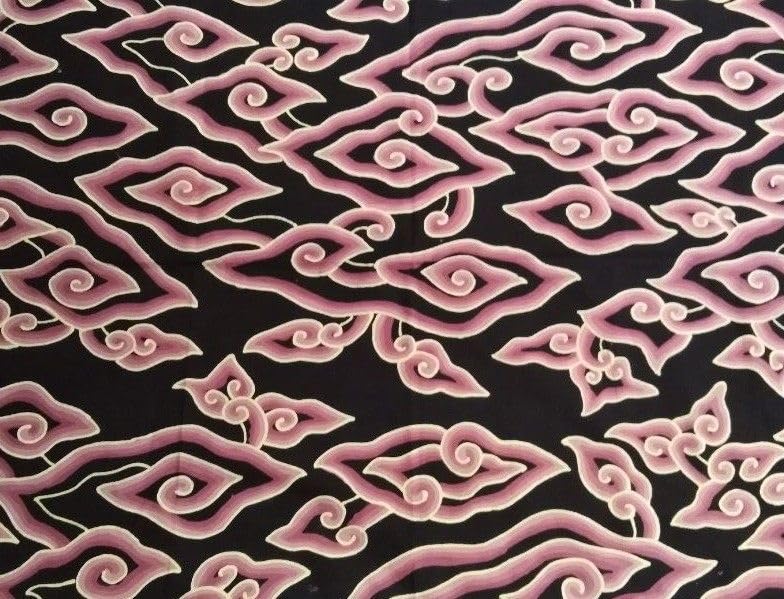 Amazon.co.jp: インドネシア バティック 生地 チレボン 濃紺 白 ピンク  