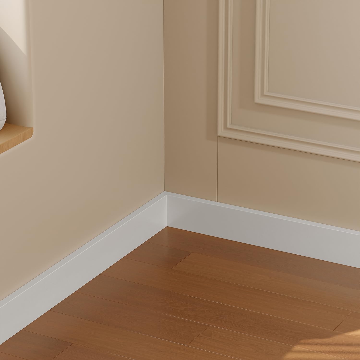 Yutianli Peel and Stick Wall Baseboard Molding Trim 12-Pack of 39.5"x 3.2" White PVC Wall Base Moulding Trim Self Adhesive Ceiling molding Trim