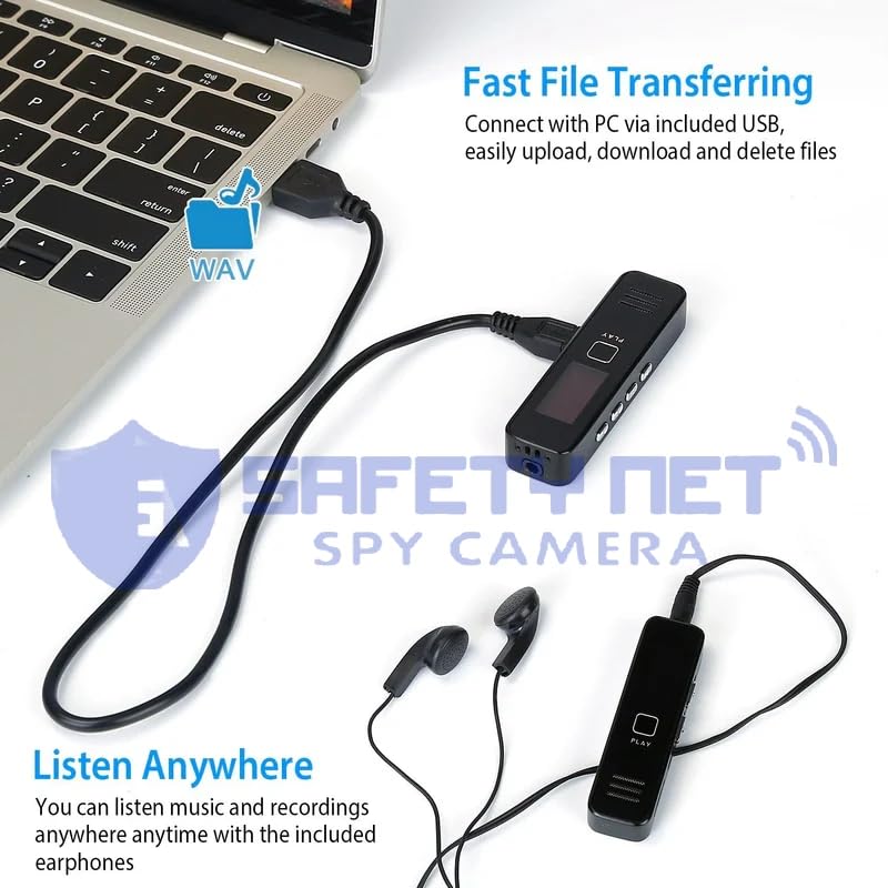 Image of SAFETYNET Voice Recorder Collection | USB, Pen, Keychain & Locket Style Recorders | 8GB-64GB | Compact & Portable Digital Audio Recorder (Model Number-12)