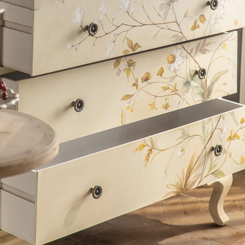 Cabinet for Dishes French Entryway Cabinet, Painted Sideboard, Bedroom Storage, Solid Wood Retro Chest of Drawers