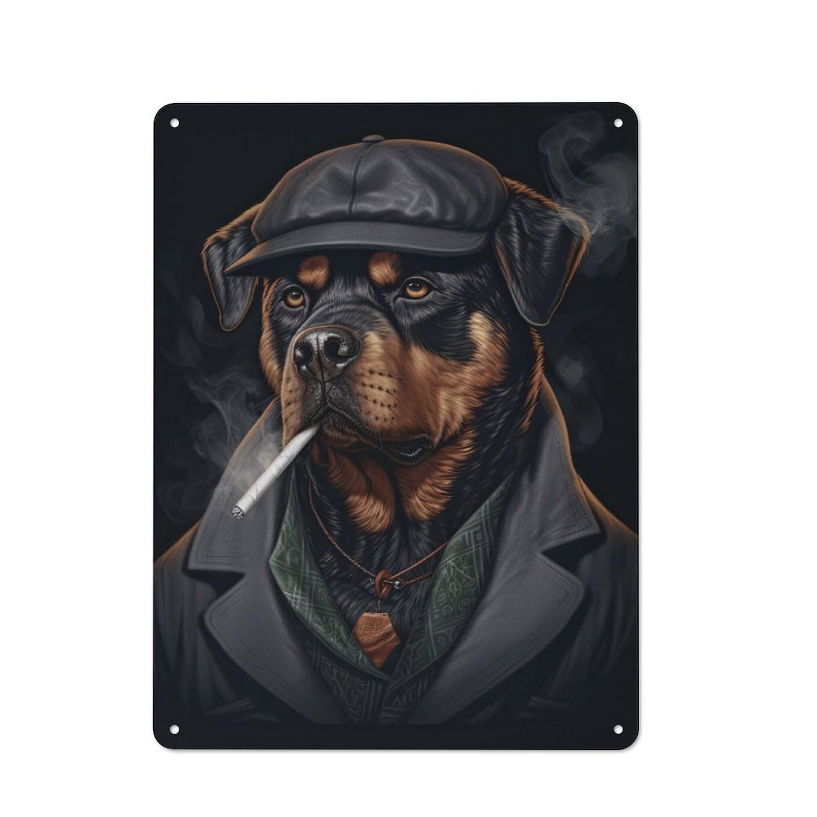 Junmoney Rottweiler Gangster Suit Industrial Decorative Metal Plaque 40X30cm, Studio Wall Art For Flat, Bar, Studio Or Gallery Wall