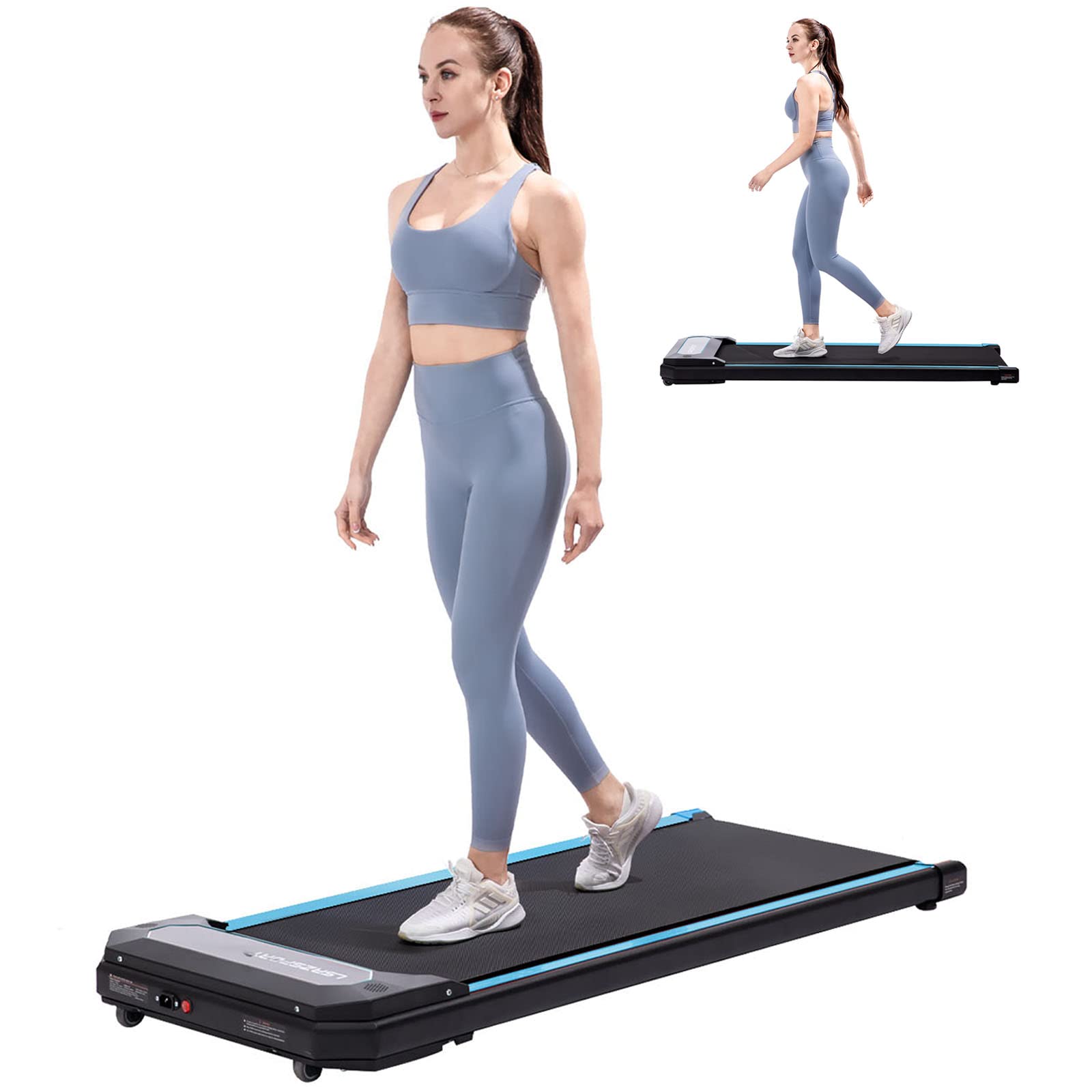 LSRZSPORT 2 in 1 Folding Treadmill Under Desk Electric Treadmill for Home and Office with Speaker, Remote Control and LED Display, Walking Jogging Running Machine