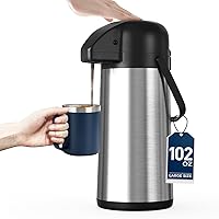 Gezoss 102oz Airpot Coffee Dispenser with Pump - Insulated Stainless Steel Thermal Carafe Keeps Hot 24Hrs, 360° Base for Easy Pour, Parties & Office