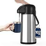 Coffee Carafe for Keeping Hot - 102OZ / 3L Airpot Coffee Dispenser with Pump - Large Coffee Thermos for Hot Drinks Tea Liquid - Insulated Stainless Steel Hot Water Beverage Dispenser Urn for Parties