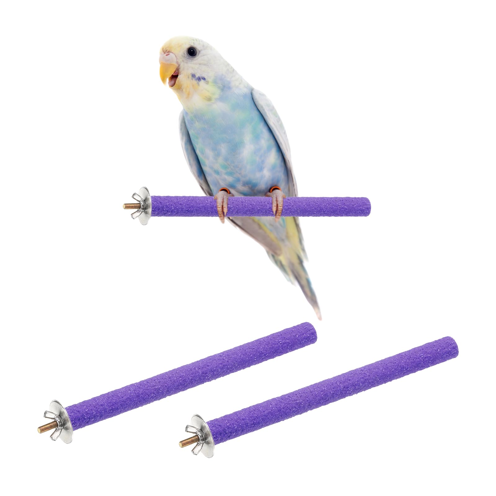 sourcing map Bird Perch Stand, Colorful Parrot Perch Paw Grinding Stick, Wood Rough-surfaced Perches 20 x 1.8 Cm, (Purple, 2 Pcs), Intended for Home/Animal Parks/Pet Stores