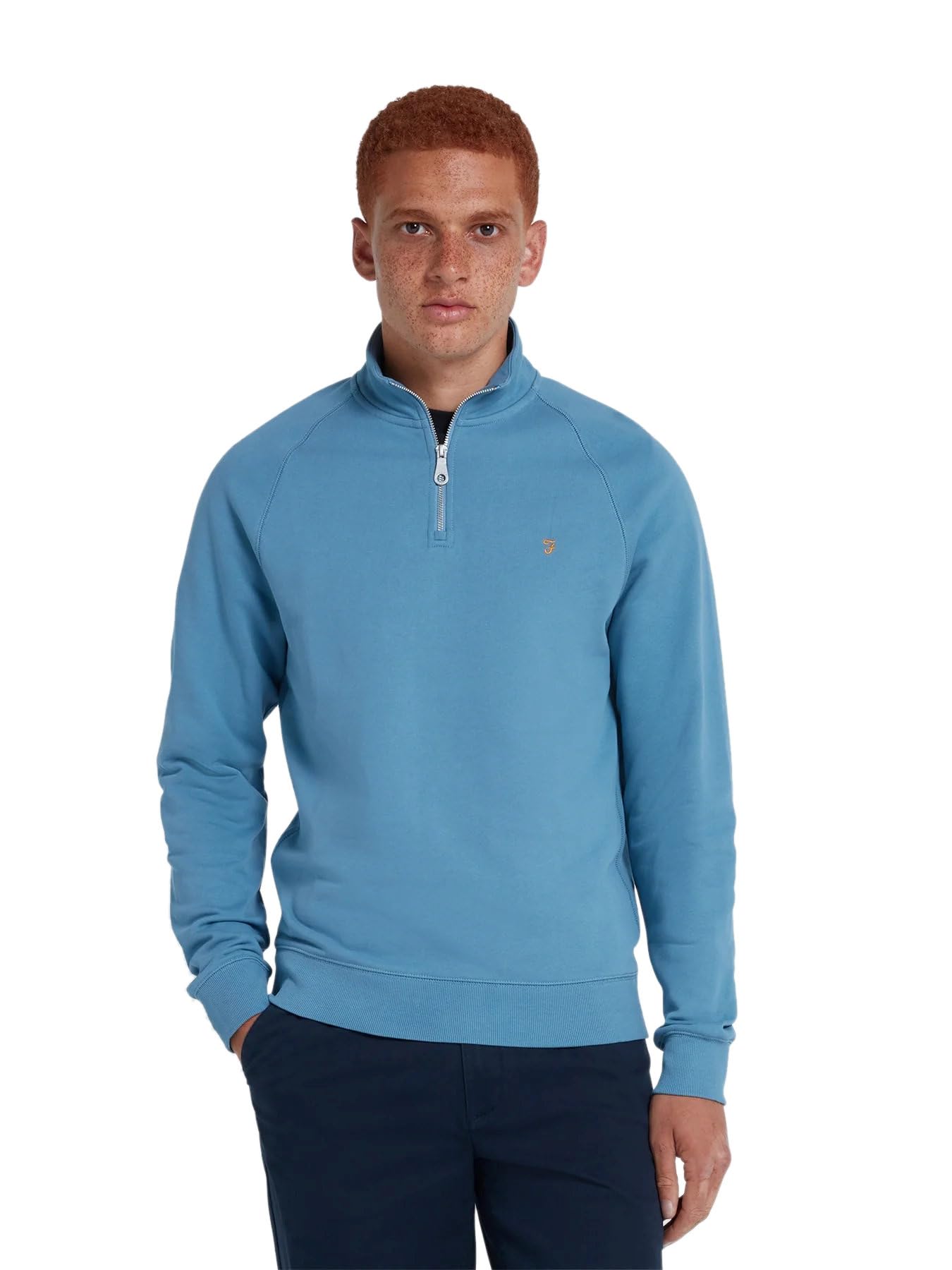 Farah Mens 'Jim Quarter Zip' Sweatshirt (Para Blue) L