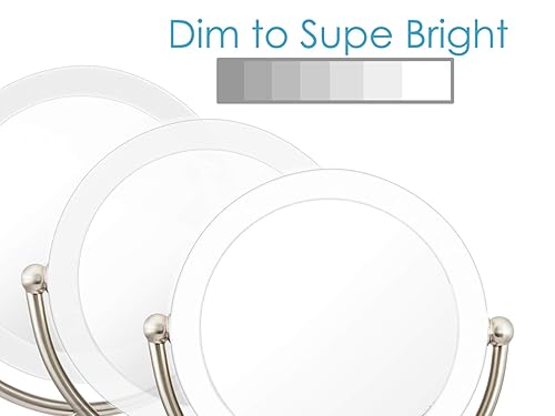 Miniatura 6 de Espejo de maquillaje con iluminación LED para montaje en pared, adaptador de CA, aumento 10x/1x, acabado de níquel satinado 8.6 pulgadas de