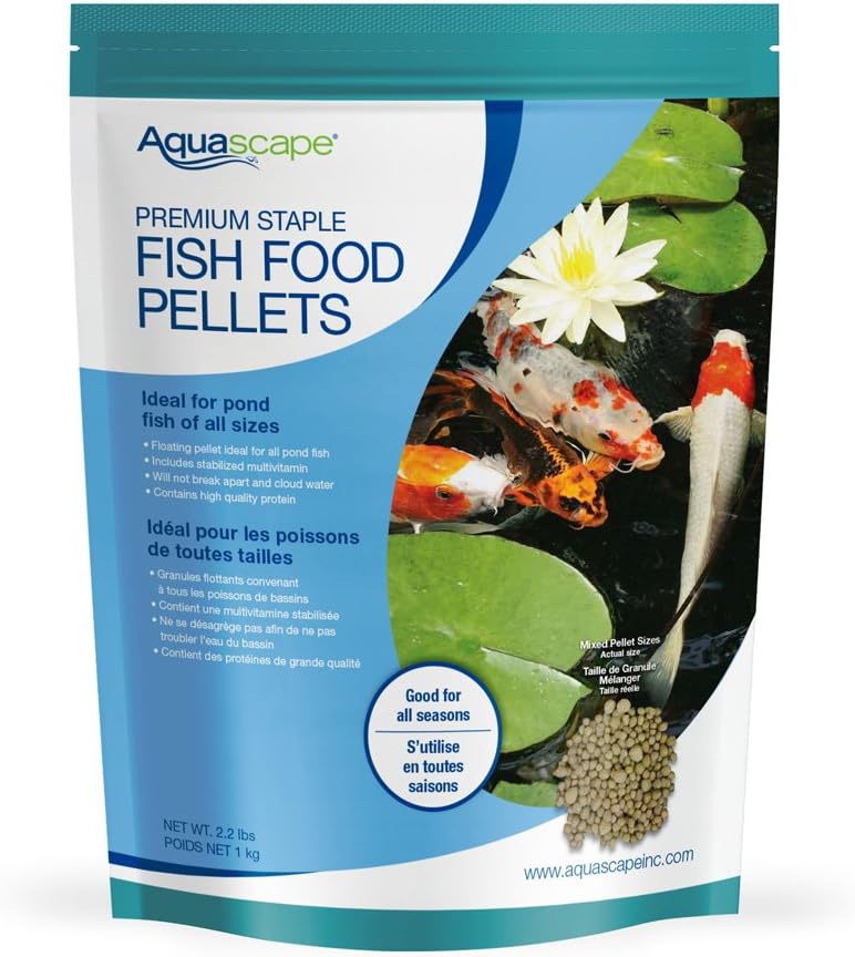 Aquascape Premium Staple Pond and Koi Fish Food, Mixed Pellet Size, 2.2-Pounds